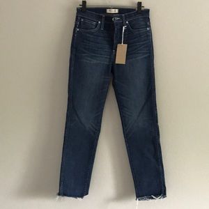 Madewell// slim straight jeans: raw-hem